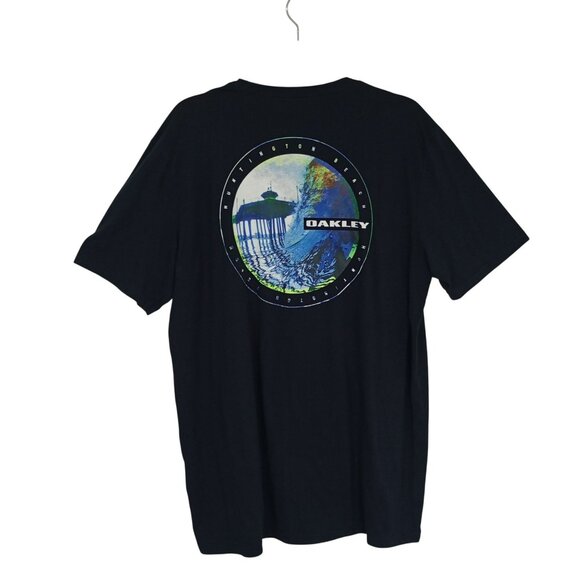 Oakley T-Shirt Mens Black XL With HB Logo & Graphic Back Print Regular Fit - Picture 4 of 6
